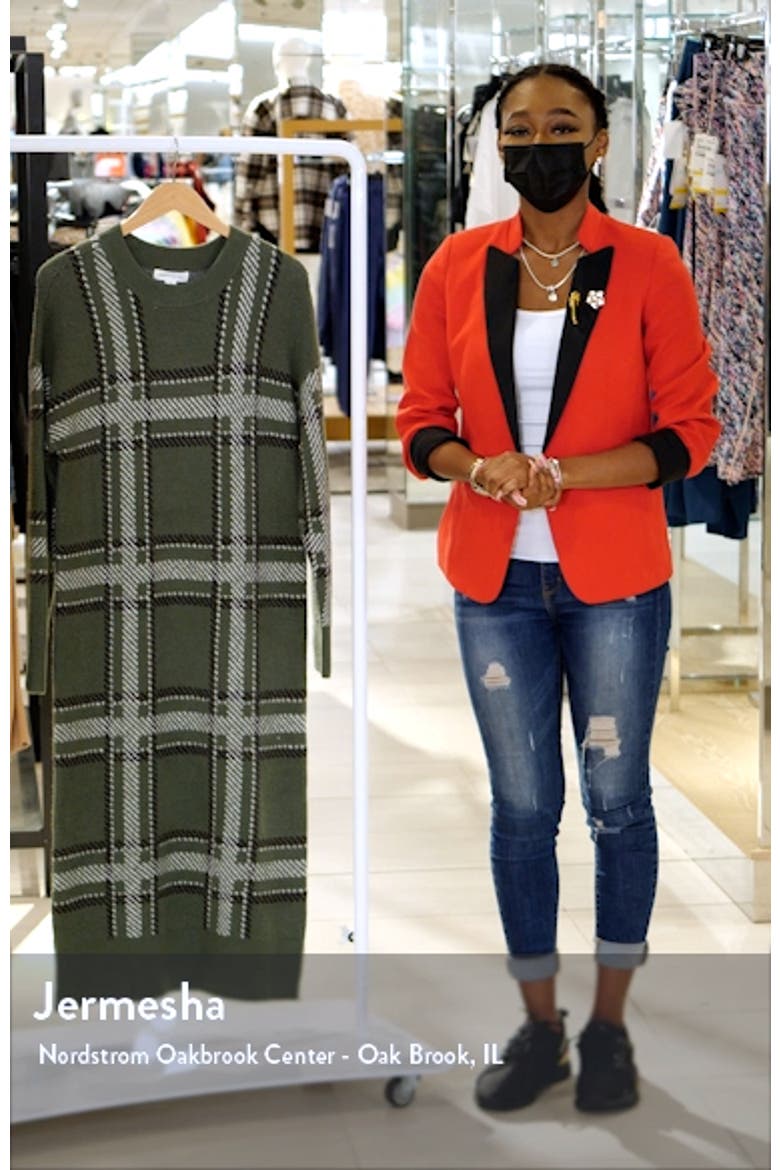 Plaid Long Sleeve Sweater Dress video