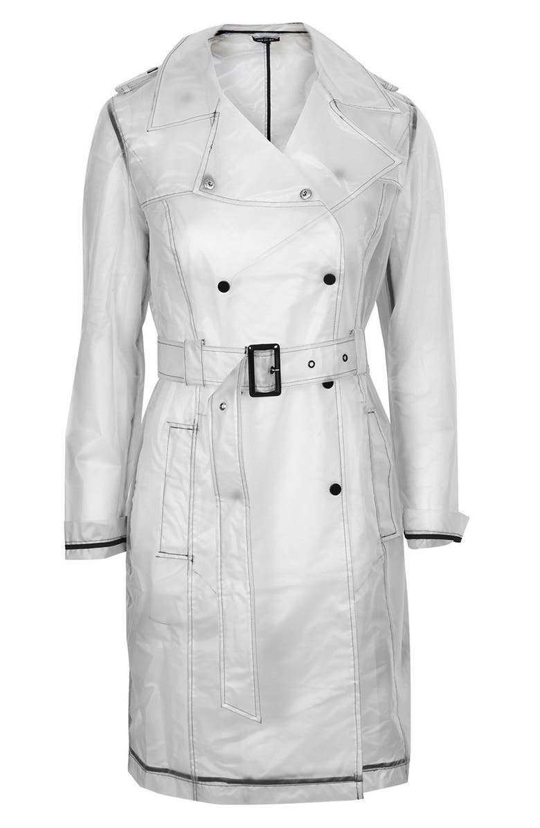 Topshop Misty Transparent Plastic Trench Coat, Alternate, color,