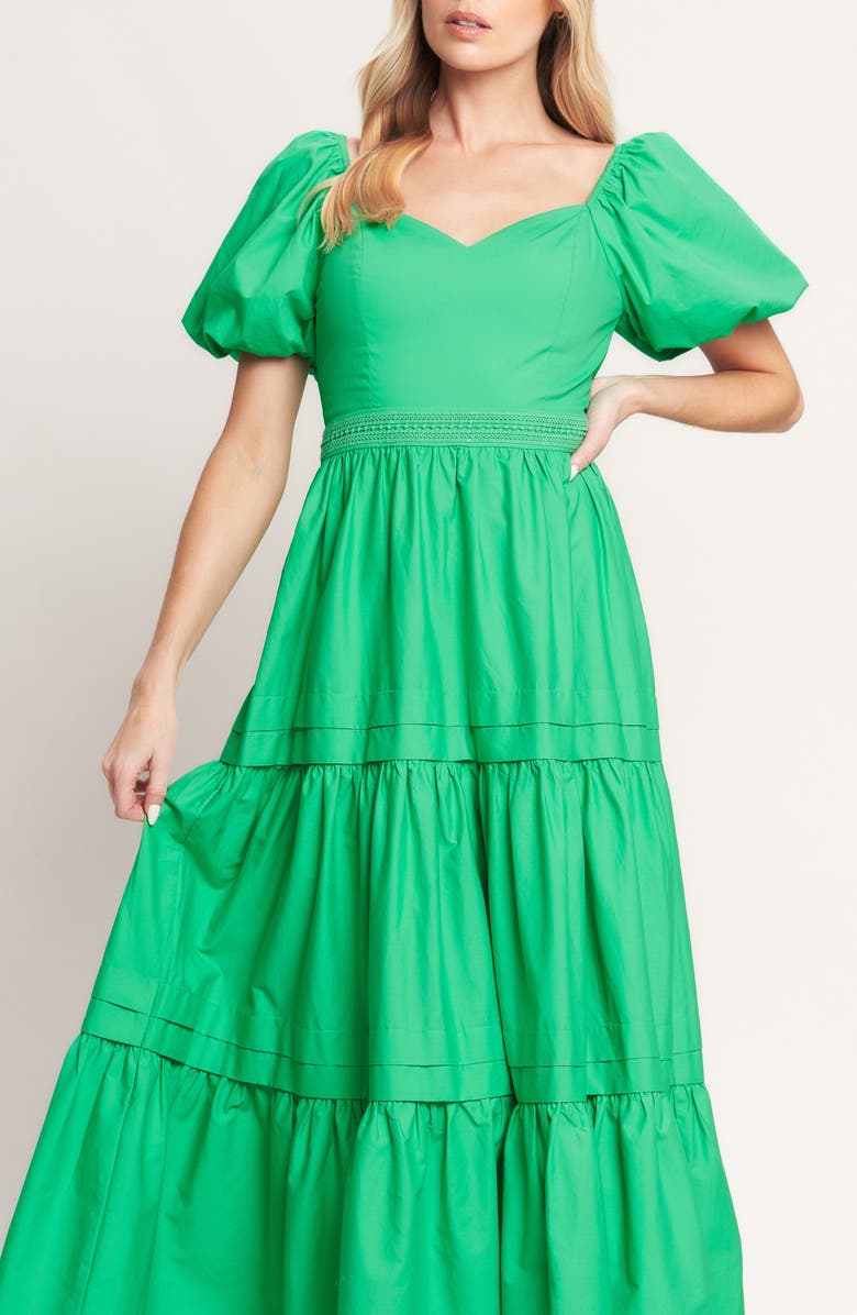 FLYING TOMATO Puff Sleeve Tiered Maxi Dress, Alternate, color, 