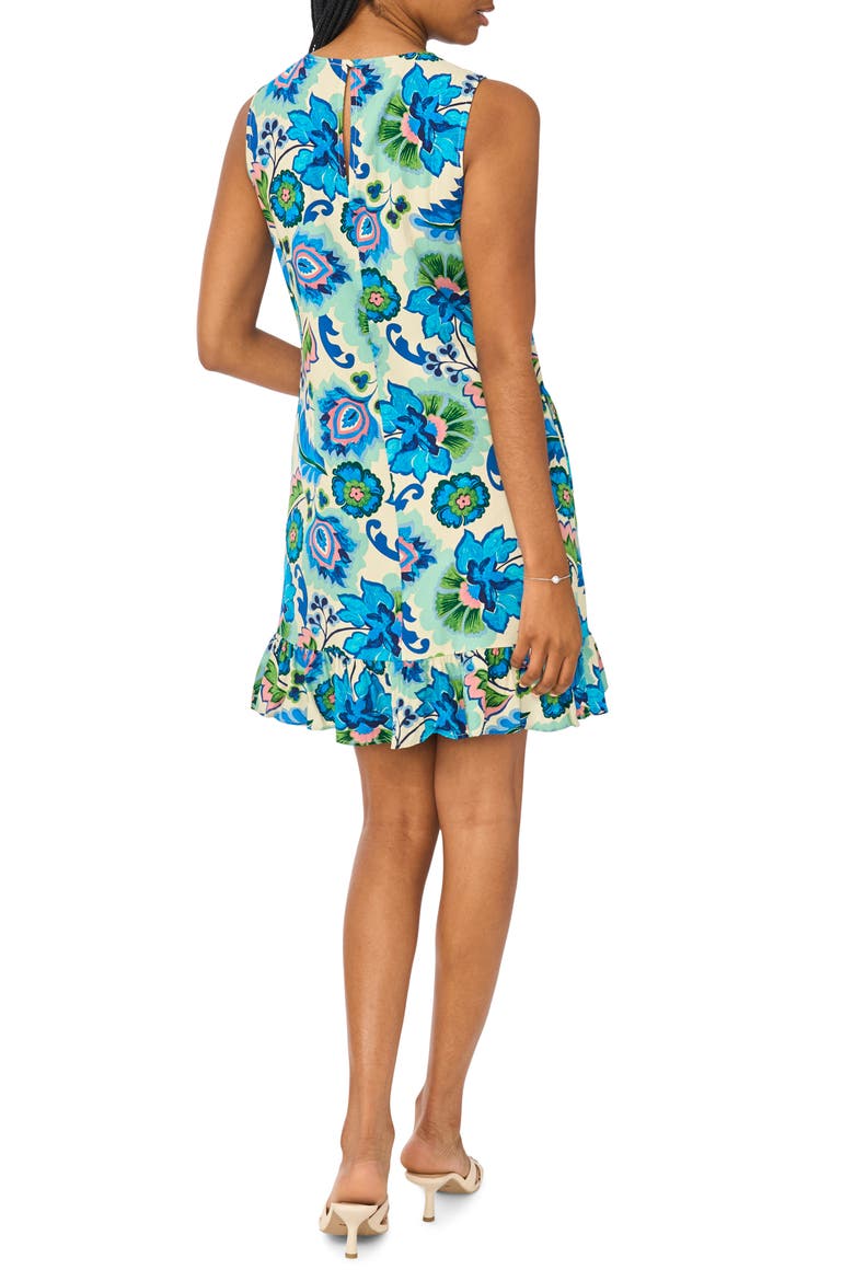 Floral Sleeveless Ruffle Hem Shift Dress, Alternate, color, BLUE MULTI
