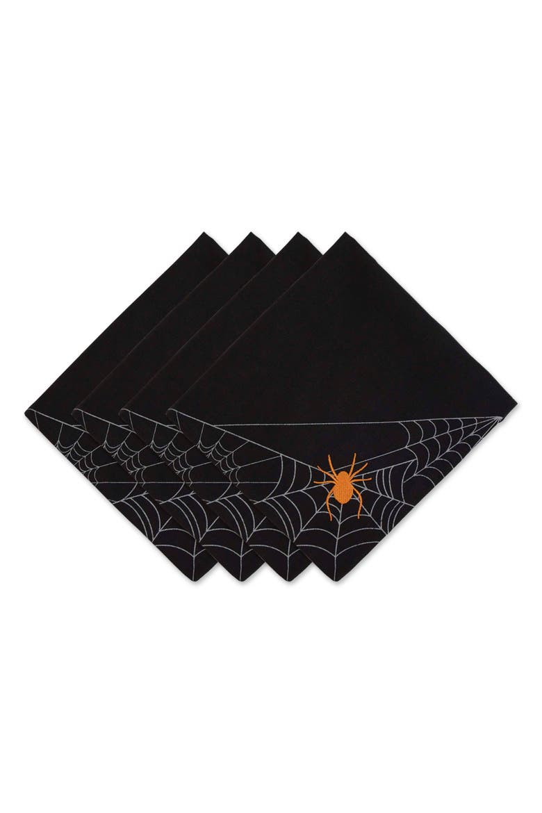 Spooky Spiderweb Embellished Napkin Set/4, Main, color, Spooky Spiderweb