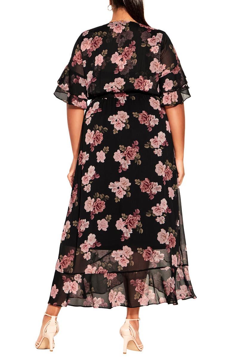 City Chic Floral Chiffon Dress, Alternate, color,