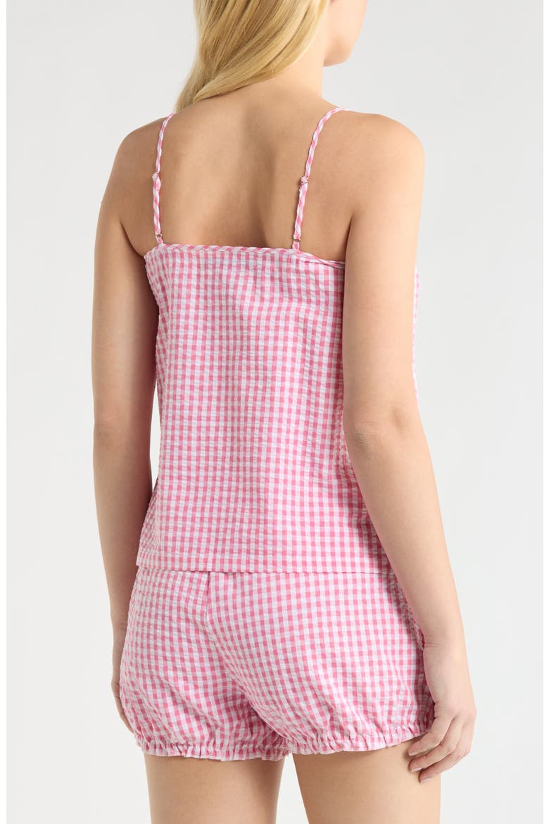 Gingham Seersucker Cami & Bloomer Short Pajamas, Alternate, color, PINK COMBO