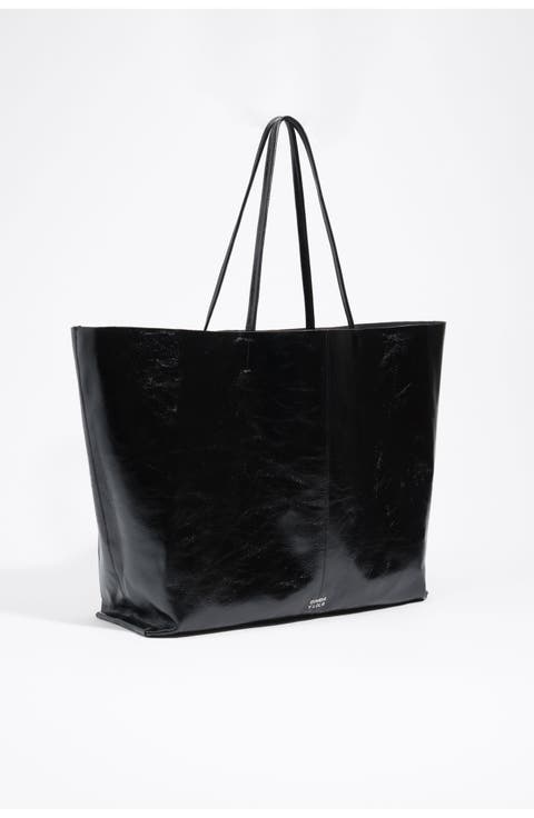 Shiny leather maxi shopper bag