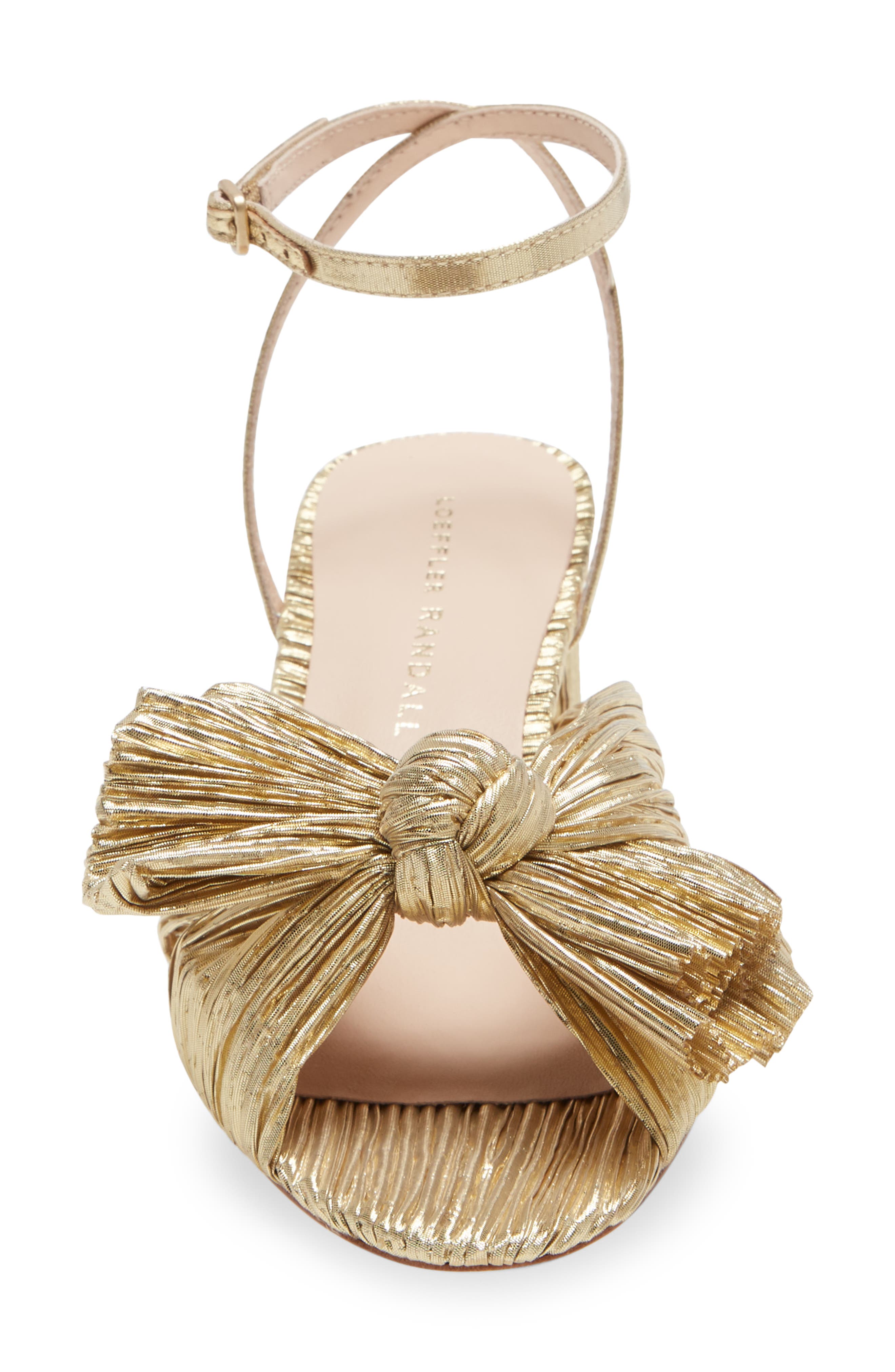 Dahlia Ankle Strap Knotted Sandal, Alternate, color, GOLD