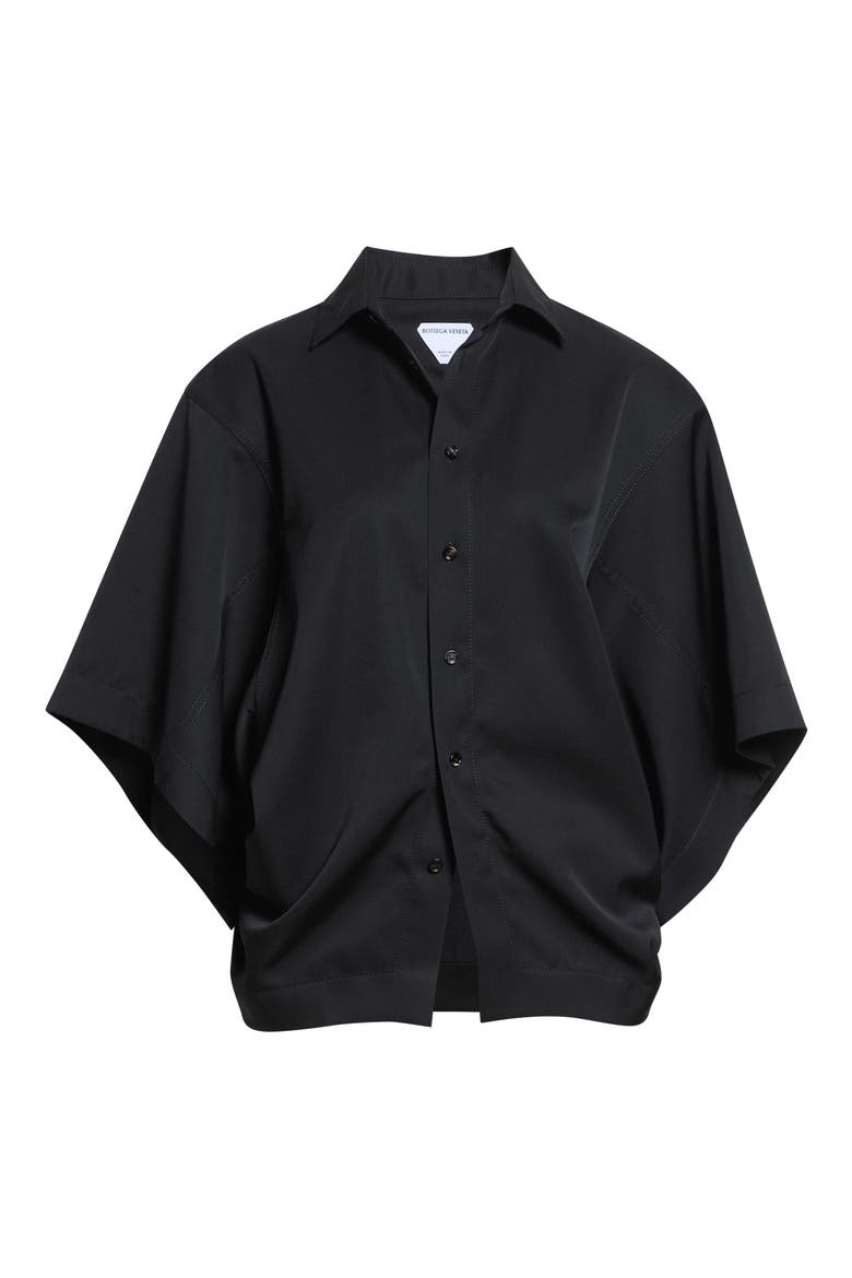 Wool Twill Button-Up Shirt, Main, color, 1010 DOUBLE BLACK