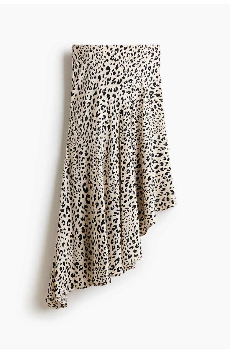 H&M Asymmetric Viscose Skirt, Alternate, color, Cream/Leopard Print
