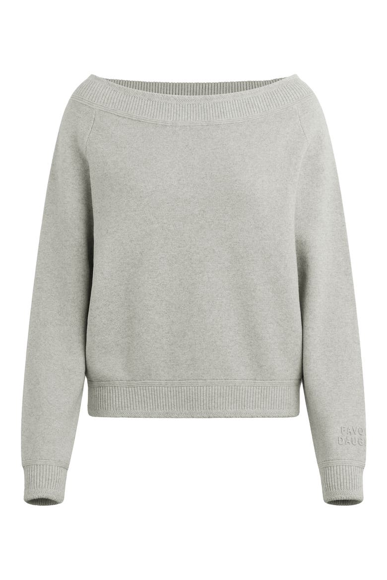 The Staying In One-Shoulder Cotton & Cashmere Pullover, Alternate, color, HEATHER GREY