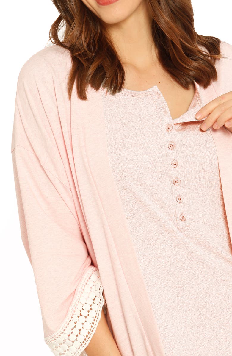 Angel Maternity Ruby Joy Maternity/Nursing Sleep Shirt, Robe & Baby Blanket Pouch Set, Alternate, color,