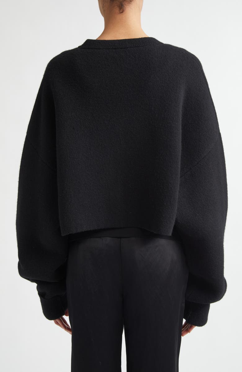 TOTEME Oversize Crop Wool Cardigan, Alternate, color, Black