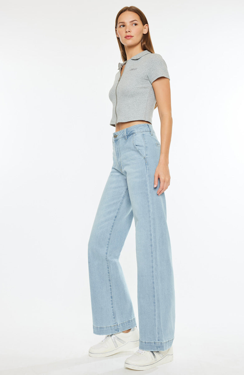 Kancan Celine Ultra High Rise Wide Leg Jeans In Blue
