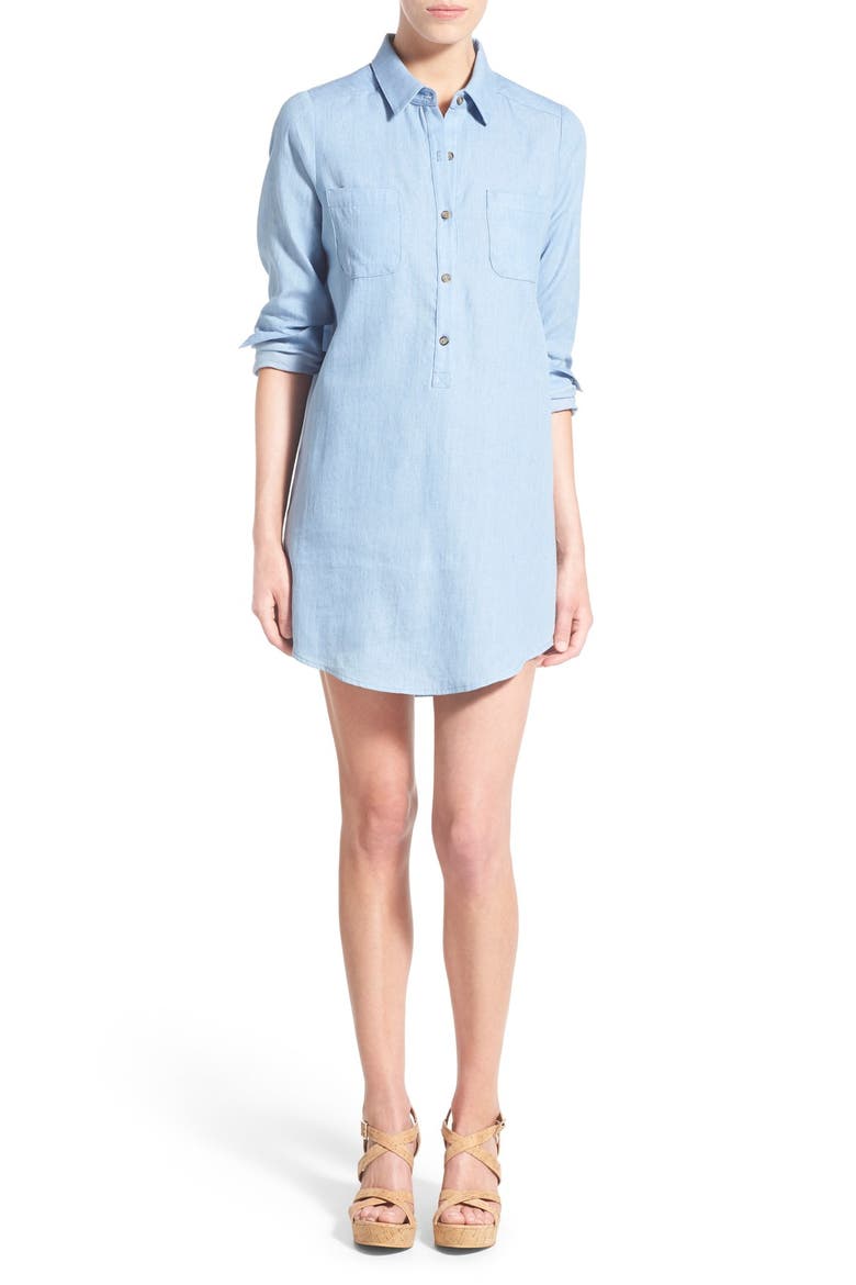 Cotton Chambray Shirtdress, Main, color, DENIM