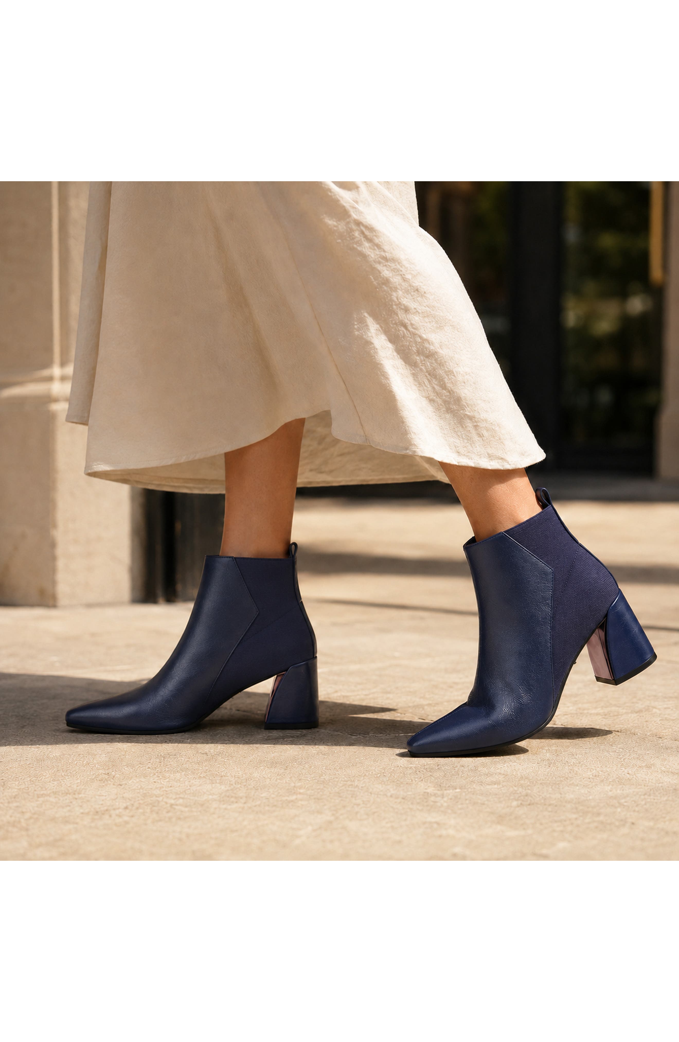 River Faux Leather Bootie, Alternate, color, NAVY