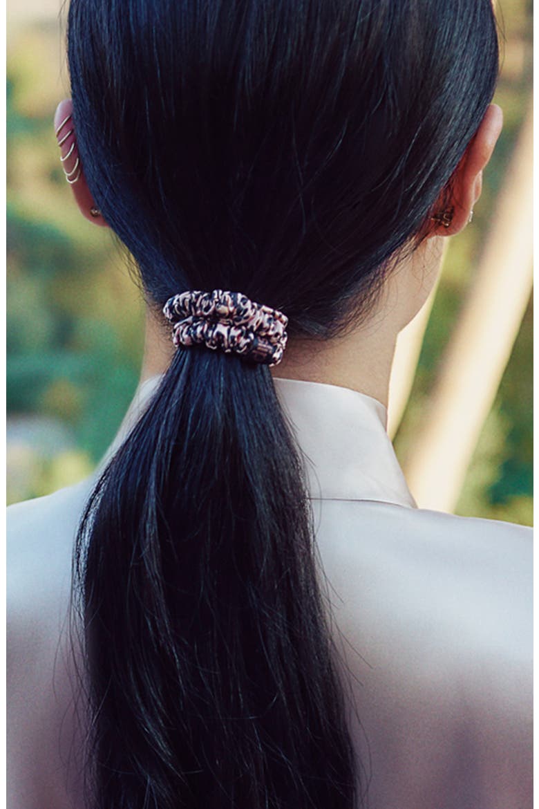 Cindy Pure Silk Skinny Scrunchie Duo (Limited Edition), Alternate, color, NO COLOR
