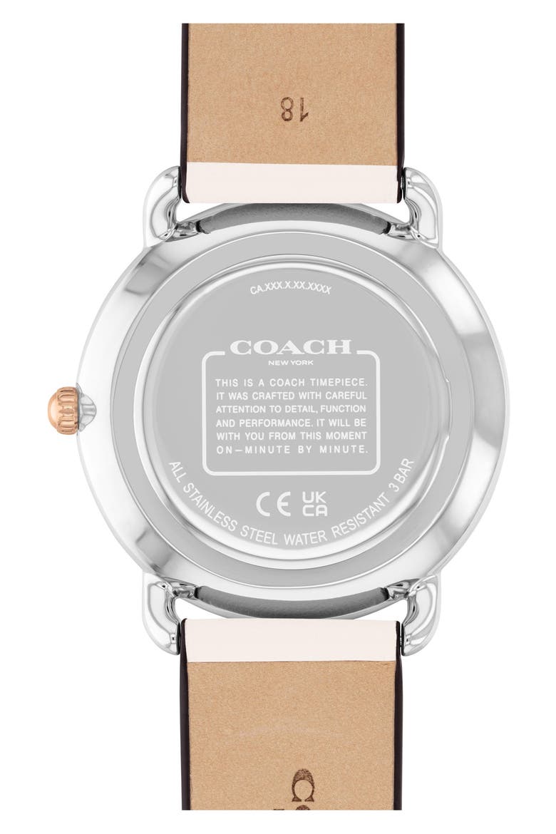 Elliot Leather Strap Watch, 36mm, Alternate, color, SILVER WHITE