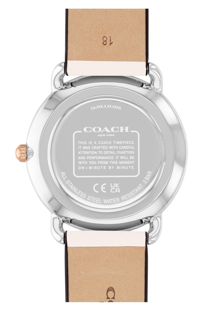 COACH Elliot Leather Strap Watch, 36mm, Alternate, color, Silver White