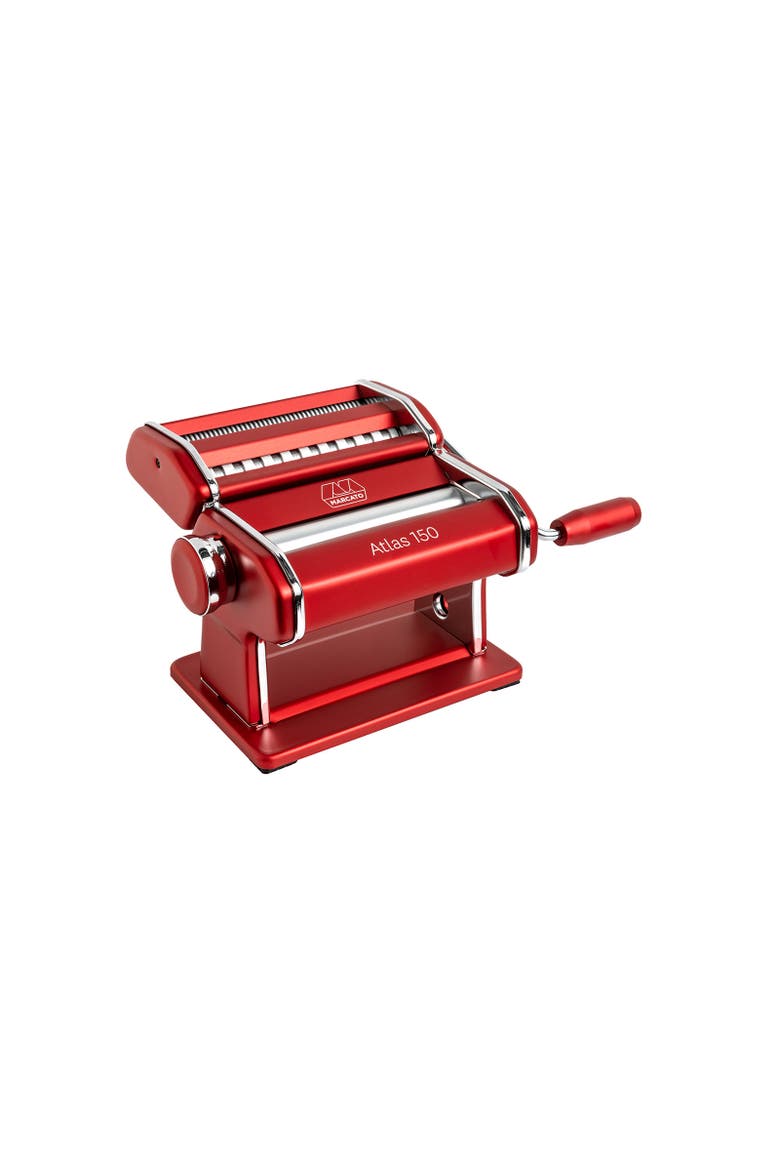 Atlas 150 Pasta Machine with Cutter, Hand Crank, and Instructions, Made in Italy, Main, color, Red