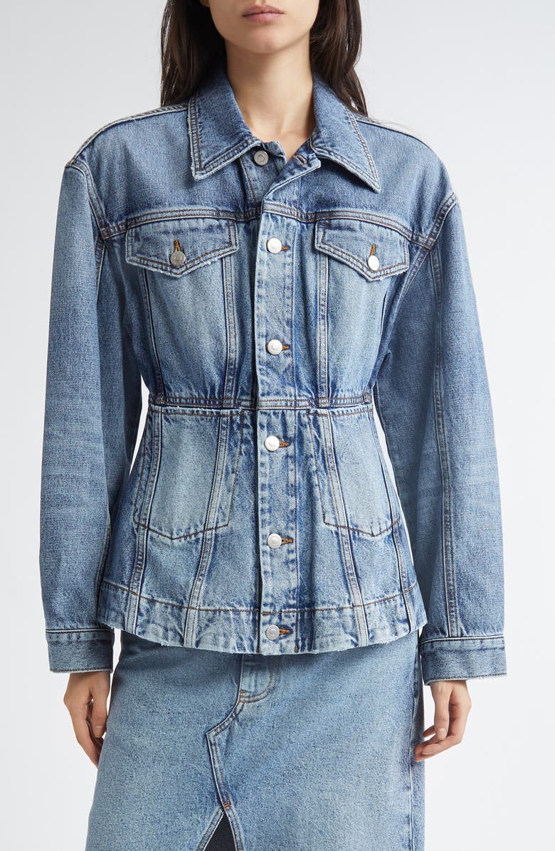 Stella McCartney Mixed Wash Denim Fitted Jacket, Main, color, 