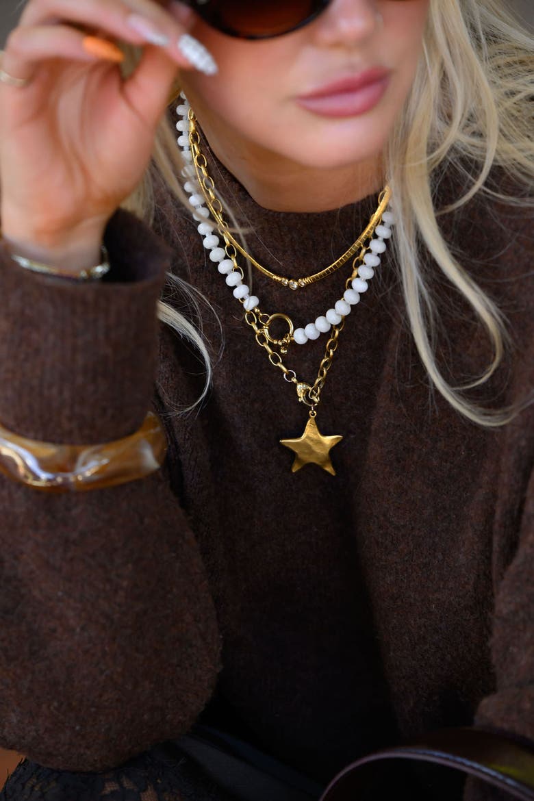 White Mocha Necklace, Alternate, color, White Agate