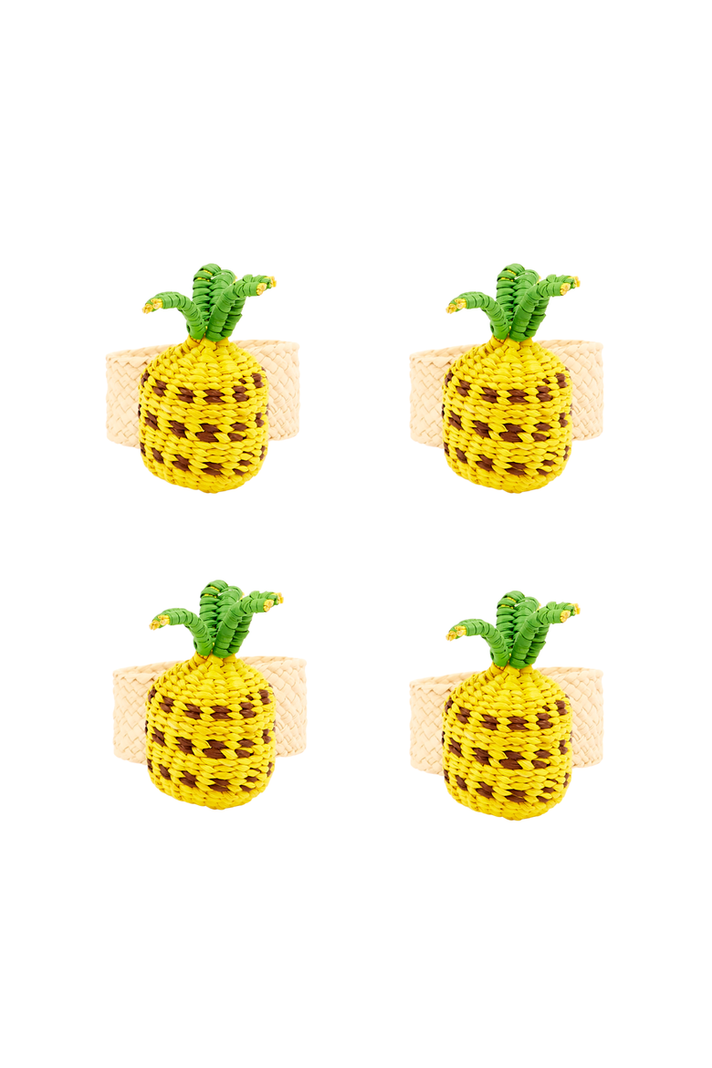 Pineapple Napkin Ring - Set of 4, Main, color, Yellow