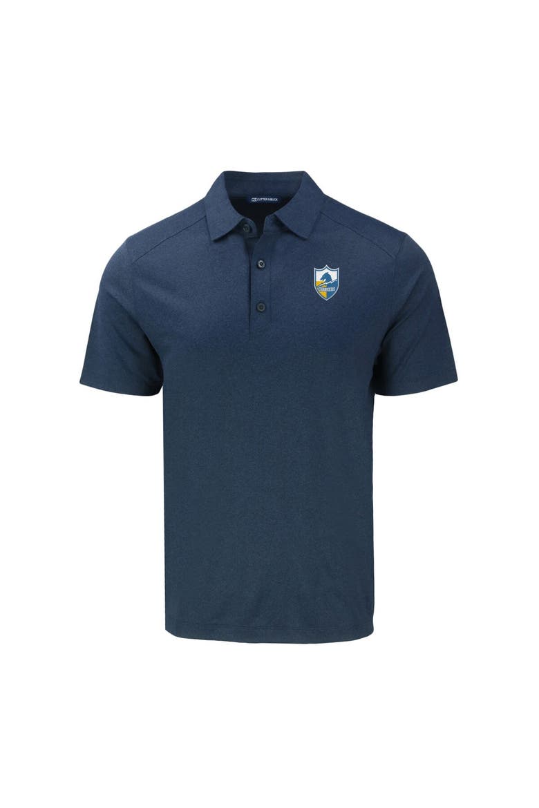 Men's Cutter & Buck  Heather Navy Los Angeles Chargers Throwback Forge Eco Stretch Recycled Polo, Alternate, color, Heather Navy