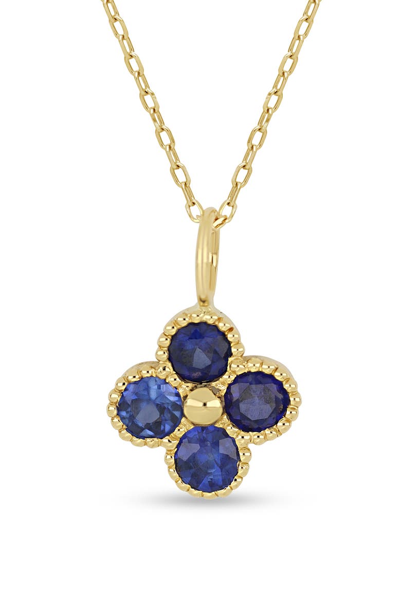 18K Gold El Mar Gemstone Clover Pendant Necklace (Online Trunk Show), Alternate, color, 18K YELLOW GOLD/ SAPPHIRE