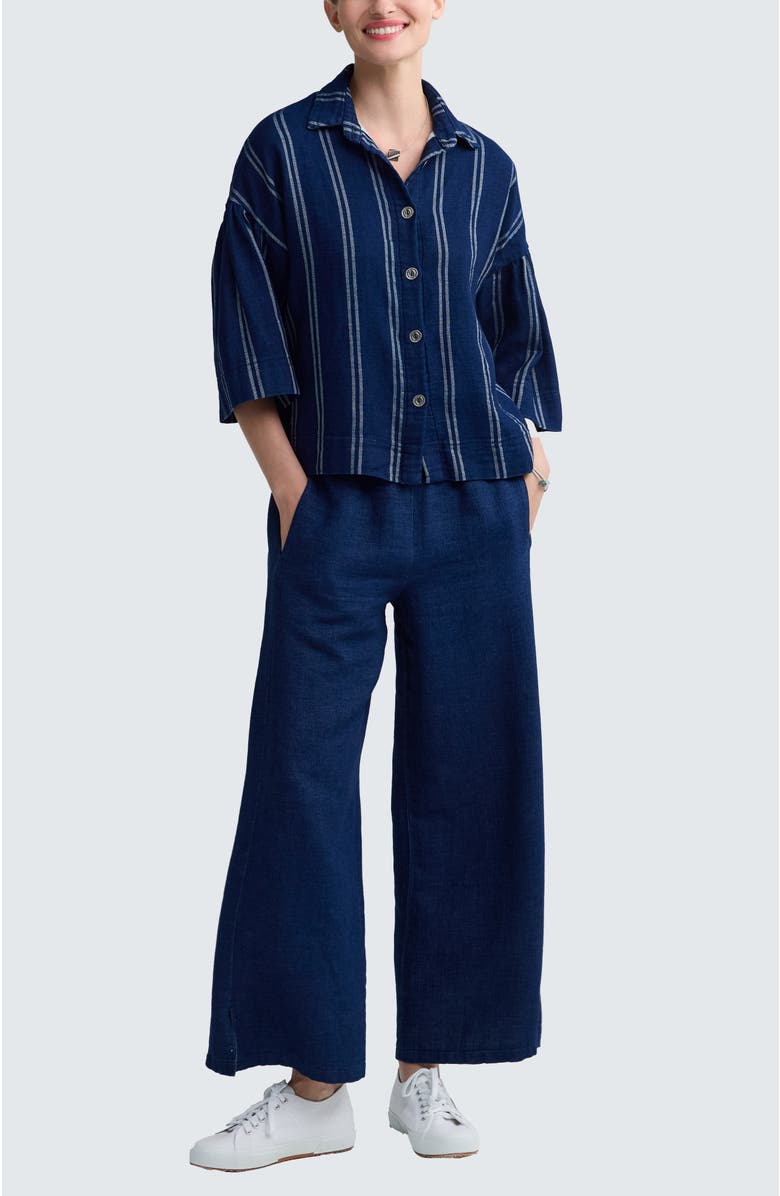 LUUKAA Jasmina Boxy Denim Muslin Jacket, Alternate, color, Stripe Denim