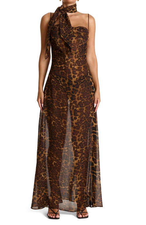 Naked Wardrobe Leopard Print Scarf In Gold