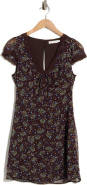 Lush Lace Trim Cap Sleeve Minidress