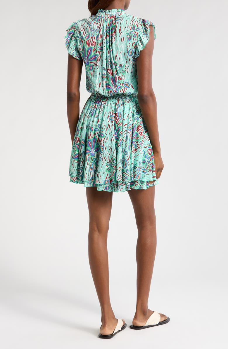 Poupette St Barth Callie Print Cover-Up Minidress, Alternate, color, Mint Exotic Forest