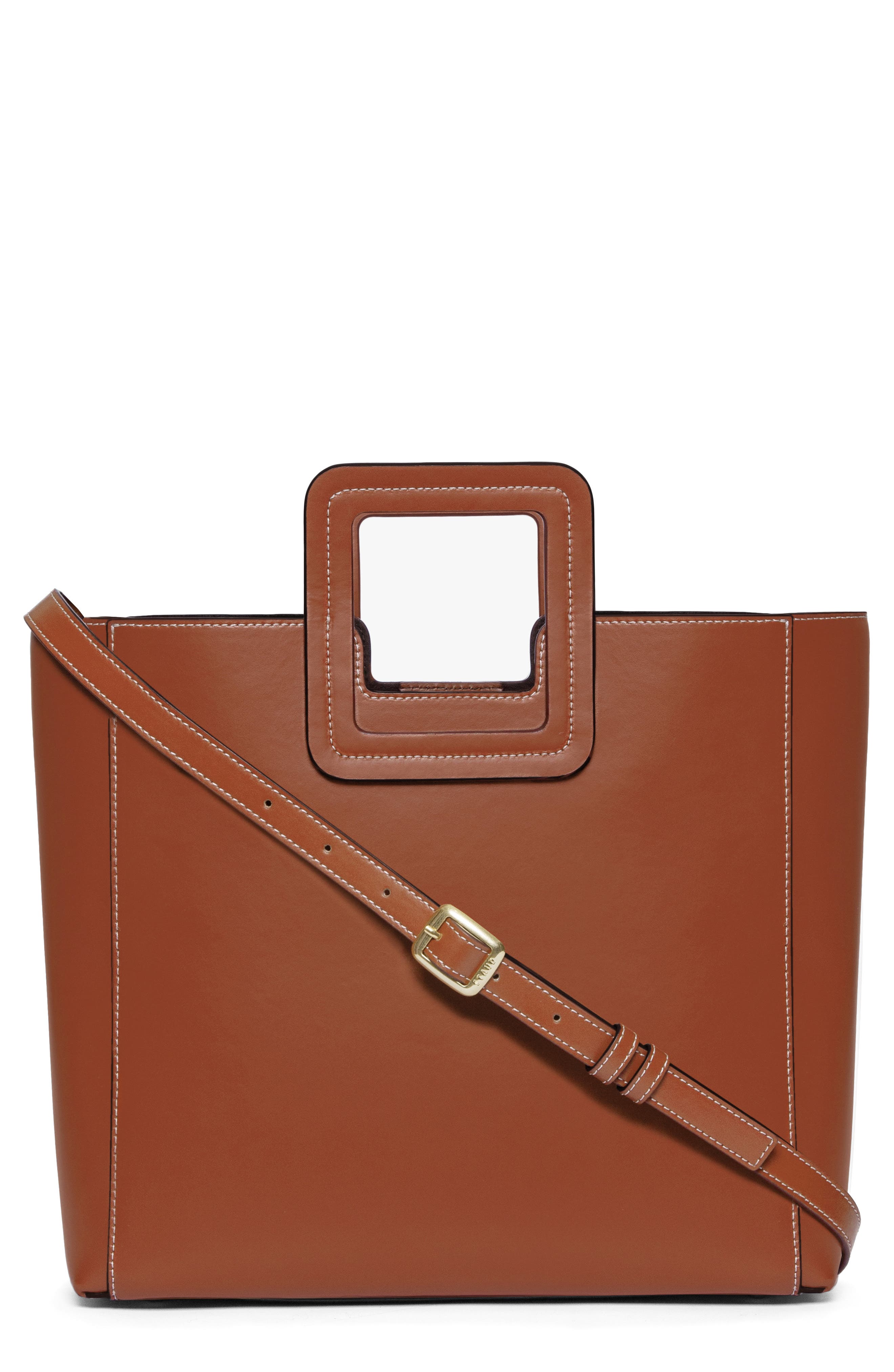 Shirley Calfskin Leather Handbag, Main, color, TAN