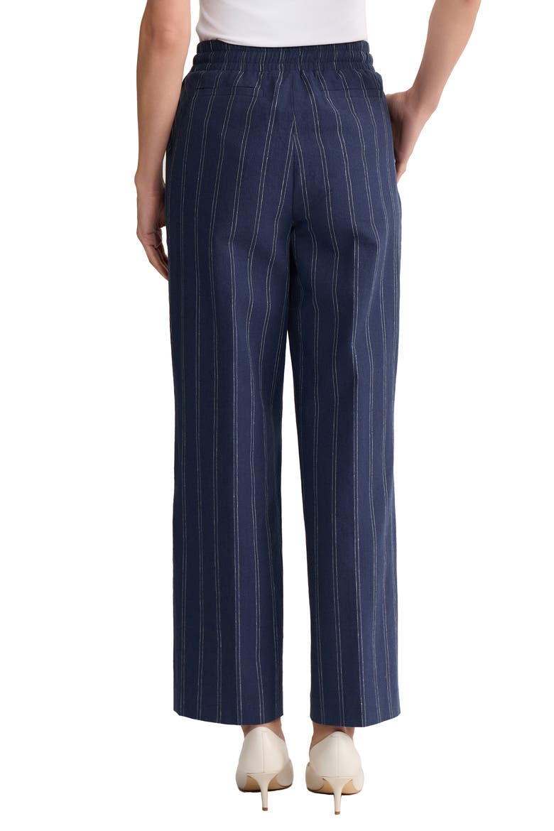 Stripe Tie Waist Linen Blend Pants, Alternate, color, PACIFIC NAVY/ NATURAL WHITE