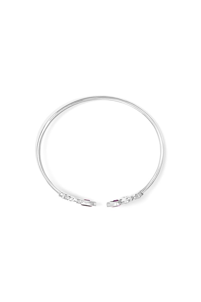 Silver 8X4MM Marquise Purple Amethyst and Diamond Bangle, Alternate, color, White