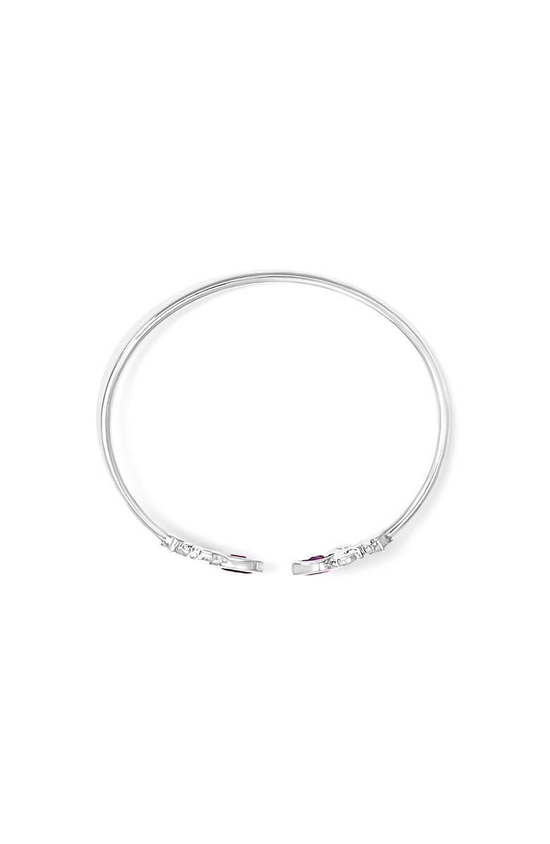 Haus of Brilliance Silver 8X4MM Marquise Purple Amethyst and Diamond Bangle, Alternate, color, White