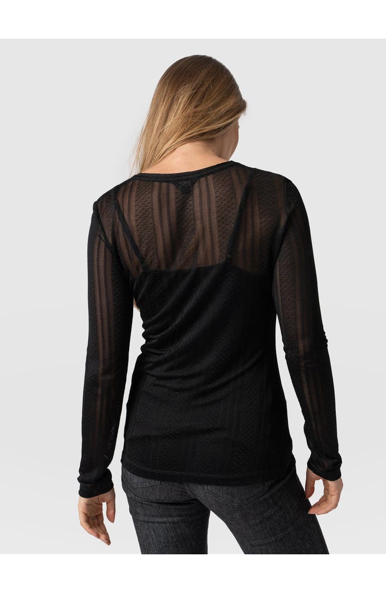 Saint + Sofia Demi Lace Long Sleeve Tee, Alternate, color, Black