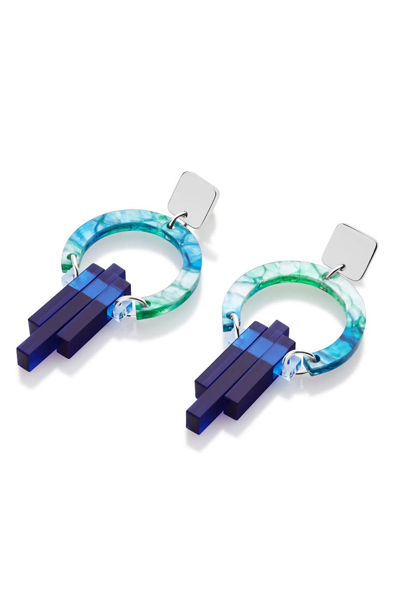 Toolally Petite Art Deco Chandeliers - Blue & Green Lava, Alternate, color, Blue & Green Lava