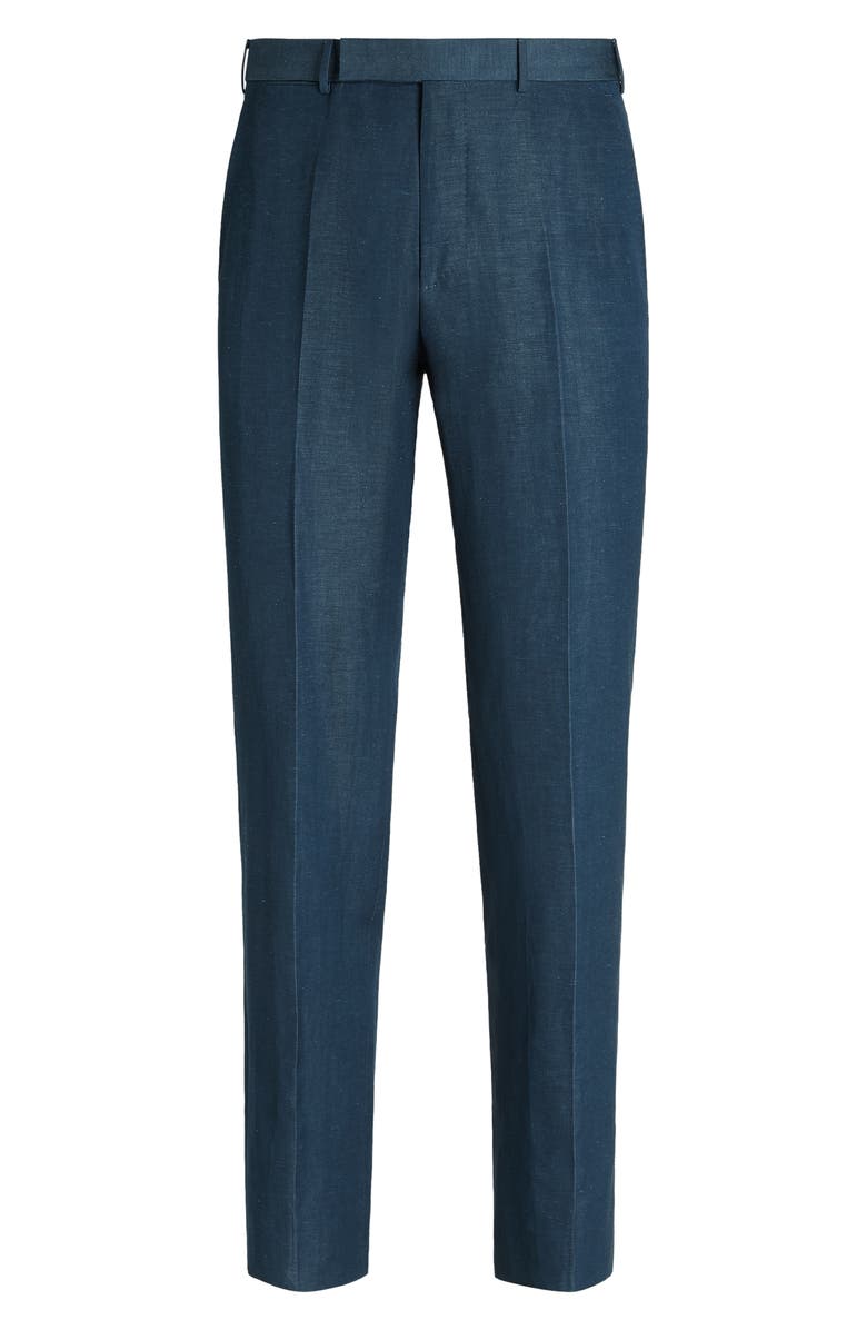 ZEGNA Trofeo Wool & Linen Pants, Alternate, color, Dark Teal Blue