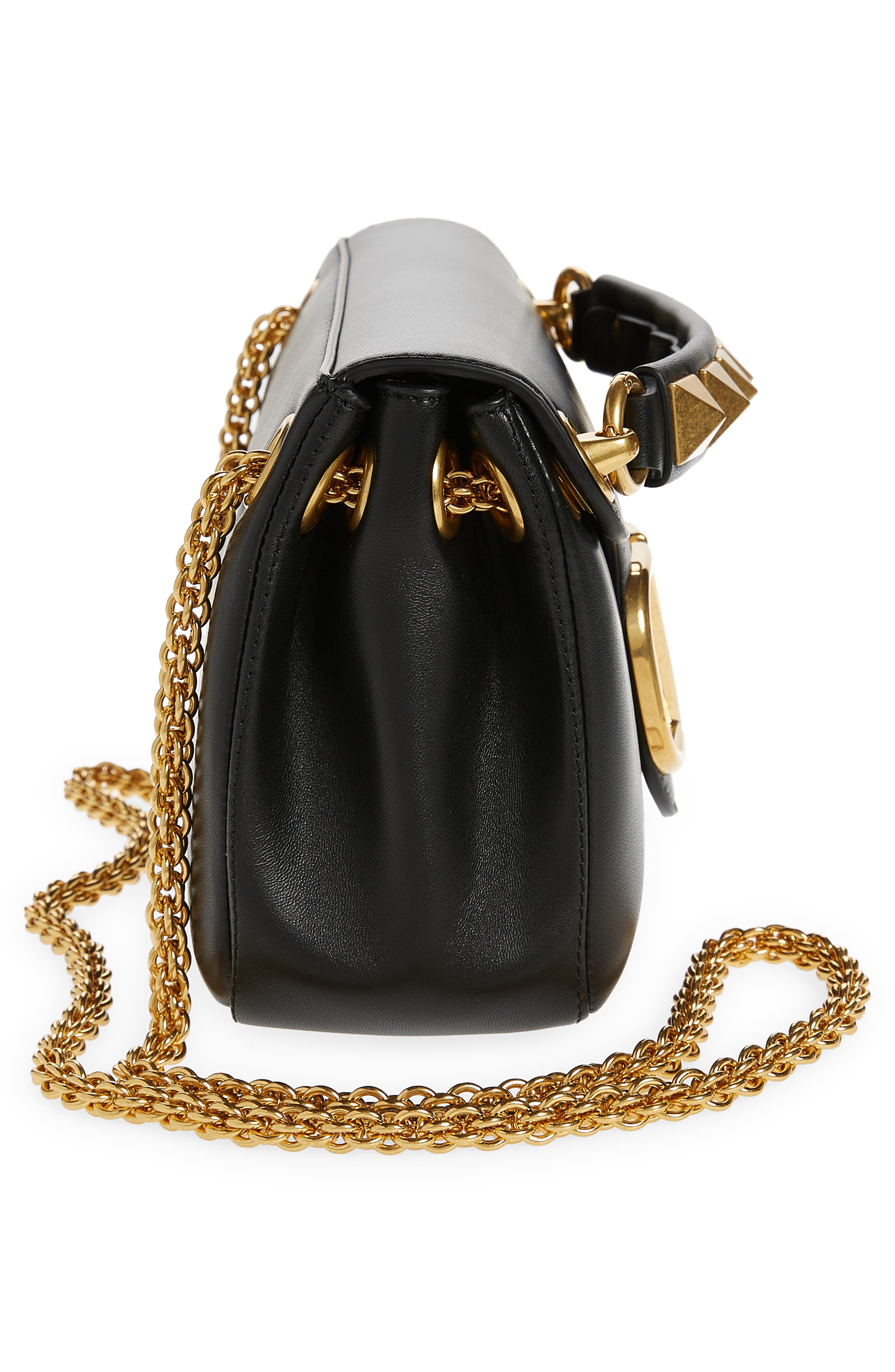 Valentino Garavani Stud Sign VLOGO Leather Shoulder Bag, Alternate, color, 