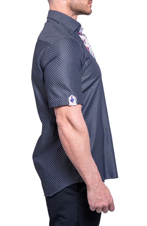 Maceoo Galileo Resistance0100 Black Short Sleeve Cotton Button-up Shirt