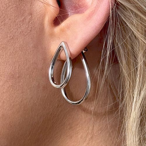 Lucy Quartermaine Double Petal Earrings Front And Back In Sterling Silver