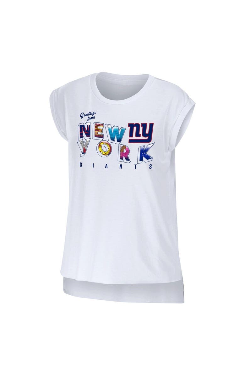 WEAR by Erin Andrews Women's WEAR by Erin Andrews White New York Giants Greetings From Muscle T-Shirt, Alternate, color, White