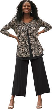 Jessica London Crew Neck Double Layered Tunic