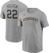 Nike Men's Nike Christian Yelich Gray Milwaukee Brewers Name & Number T-Shirt