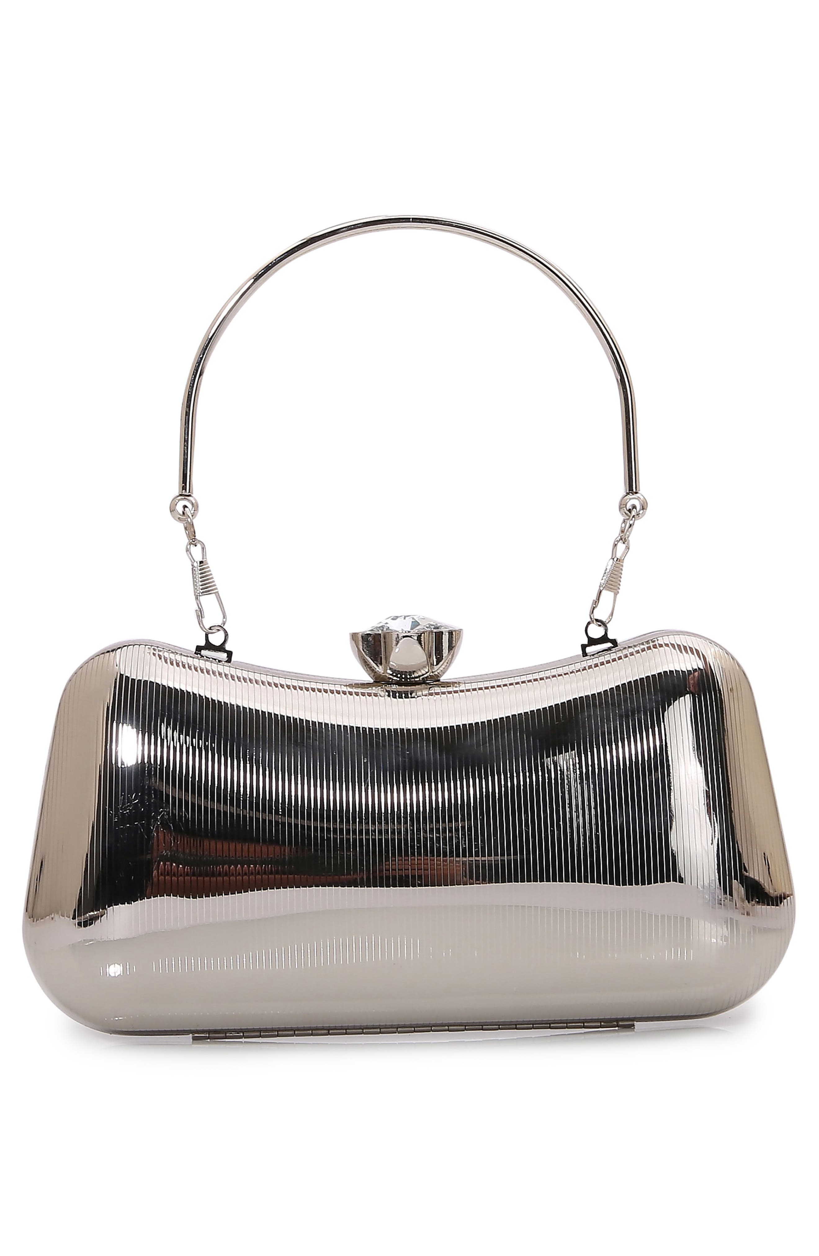 Ribbed Clutch, Alternate, color, SILVER