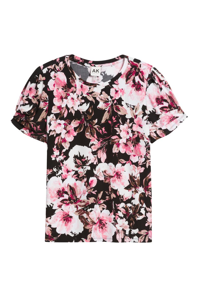 Floral Print Pleated Sleeve Top, Alternate, color, ANNE BLACK MULTI