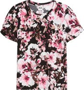 AK ANNE KLEIN Floral Print Pleated Sleeve Top