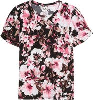 AK ANNE KLEIN Floral Print Pleated Sleeve Top