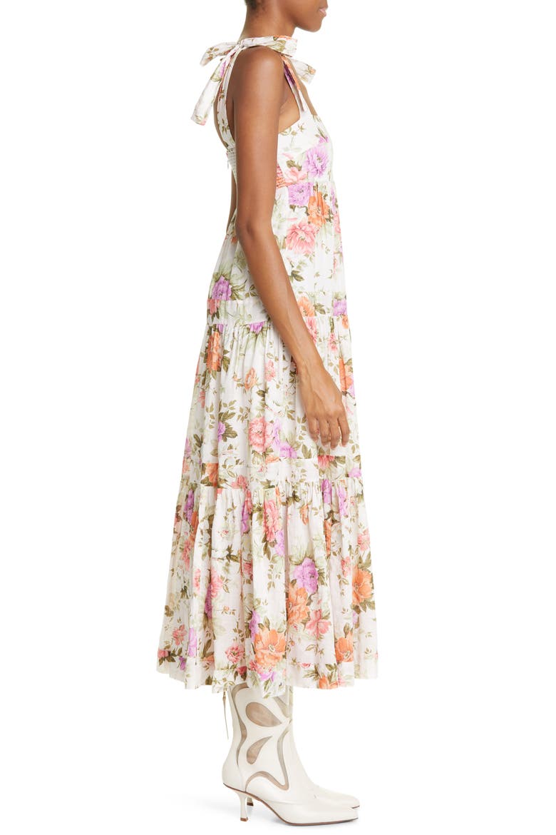 Pattie Tie Shoulder Cotton Maxi Dress, Alternate, color, CREAM FLORAL