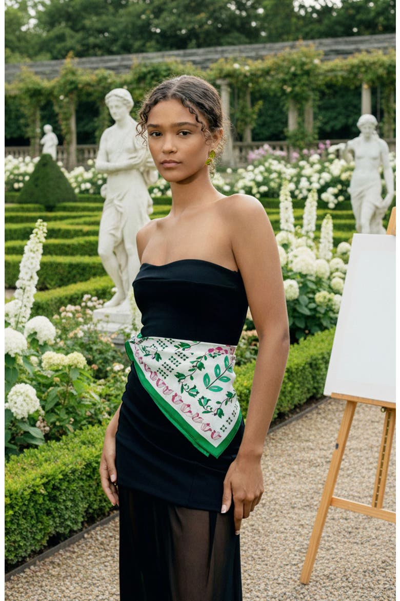 Ivy Parterre Double Sided Silk Scarf, Alternate, color, Green