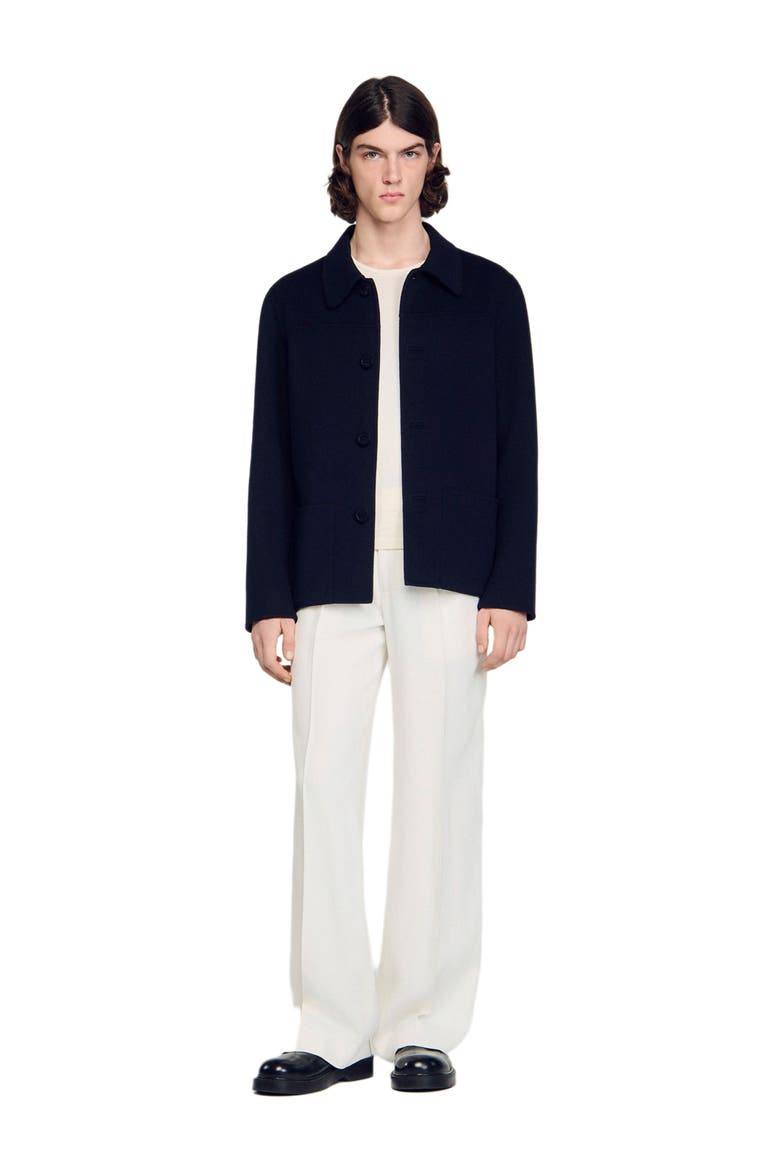 Wool jacket with regular collar, Alternate, color, Navy blue
